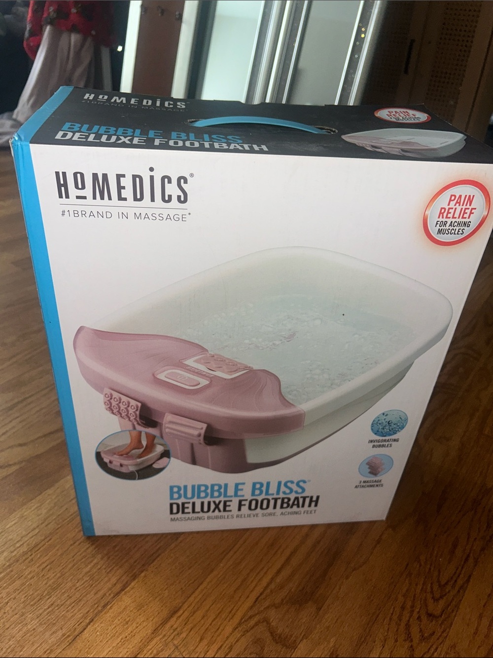 Homedics Bubble Bliss Deluxe Footbath - Pink and White NIB
